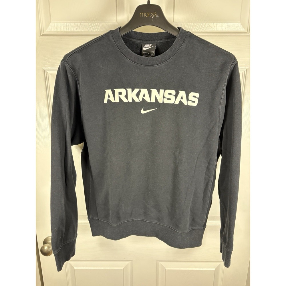 Nike Arkansas Razorbacks Crewneck Sweatshirt Black Spellout Swoosh Mens M